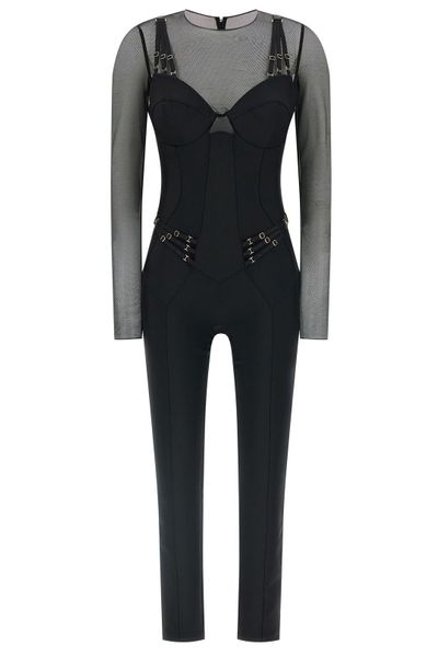 Elisabetta Franchi Tulle Long-Sleeved Jumpsuit