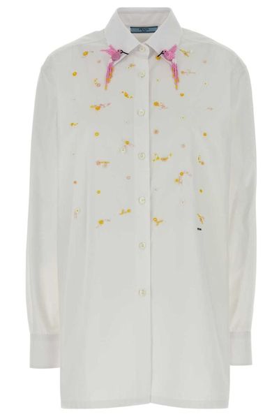 Prada Embroidered Poplin Shirt