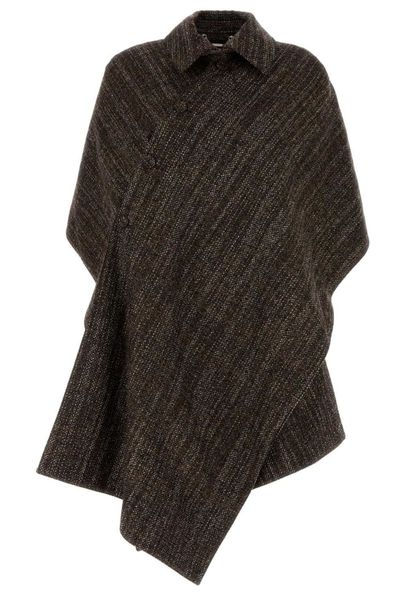 Fendi Asymmetric Hem Tweed Short Cloak