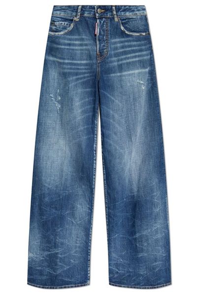 Dsquared2 Distressed Wide-Leg Denim Jeans