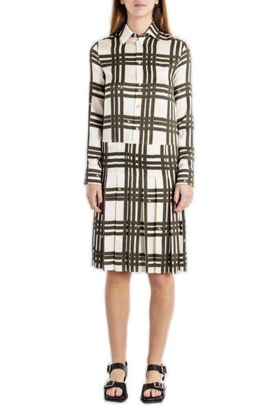 Burberry Ribbon-Check Pleated Midi Dress