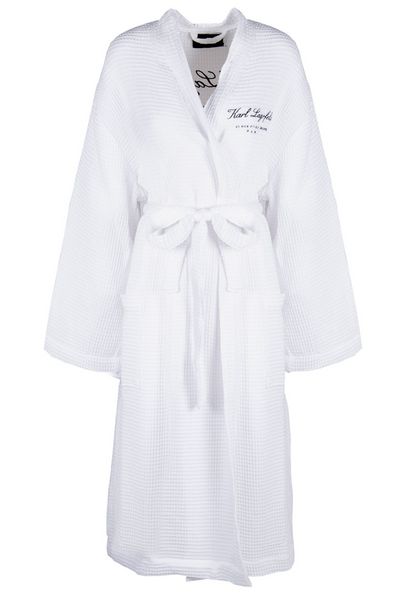 Karl Lagerfeld Hotel Karl Logo Embroidered Waffle Bathrobe