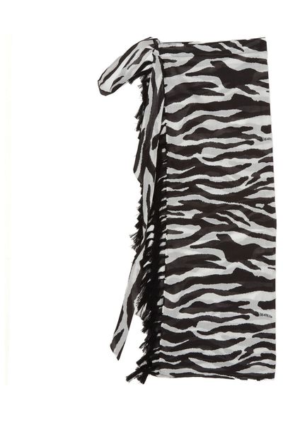 The Attico Zebra Printed Fringed Skirt