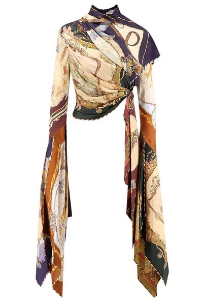 Zimmermann Draped Scarf-Detail Cropped Top
