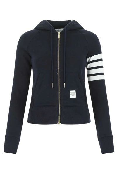 Thom Browne 4-Bar Striped Zip-Up Hoodie