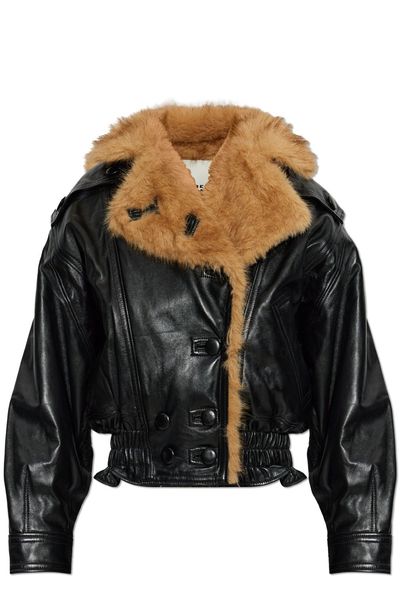 Isabel Marant Valina Shearling-Trim Leather Jacket