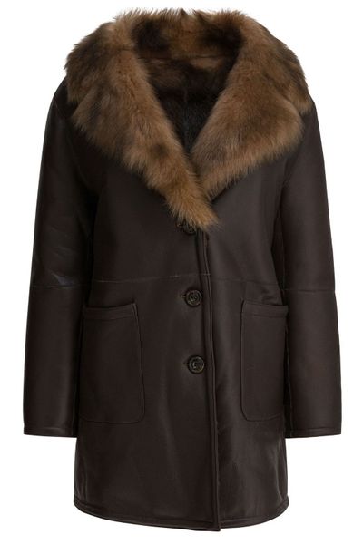 B&W Fur-Trimmed Regular-Fit Coat