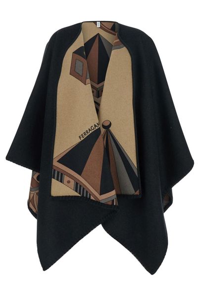 Ferragamo Nadir Print Reversible Cape