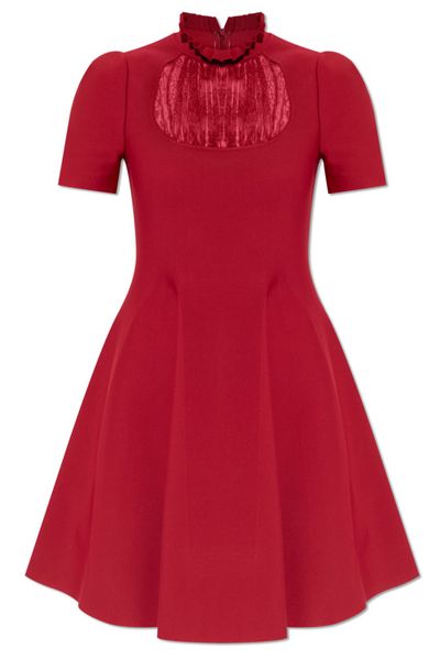 Alexander McQueen Lace-Panelled Flared Mini Dress