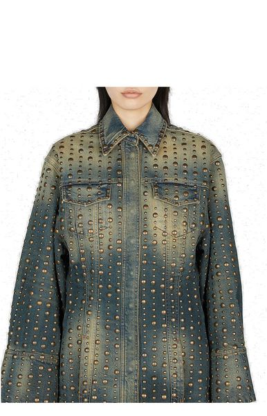 Blumarine Studded Distressed Denim Jacket