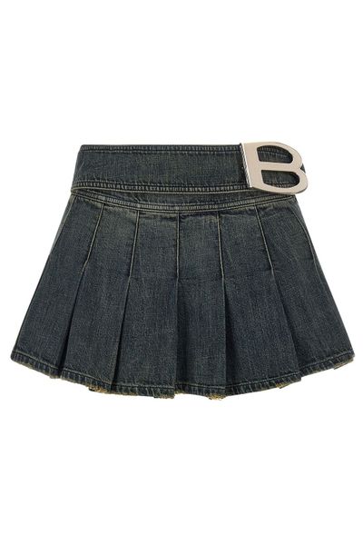 Balenciaga Buckle Pleated Mini Skirt