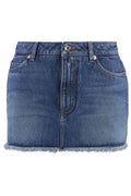 Dolce & Gabbana Frayed Hem Denim Mini Skirt