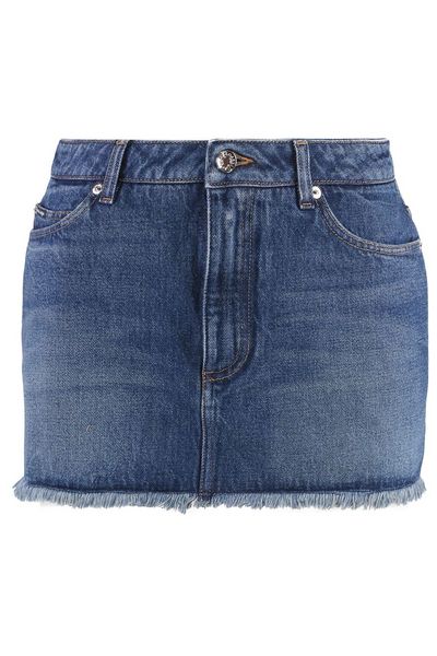 Dolce & Gabbana Frayed Hem Denim Mini Skirt