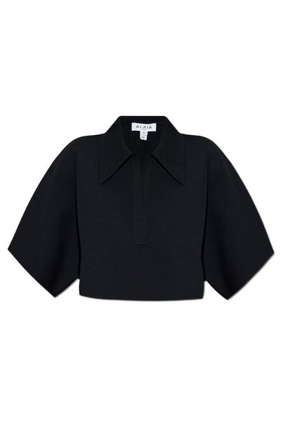Alaïa Short-Sleeved Cropped Polo Top