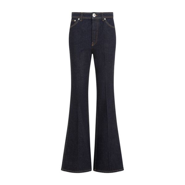 Lanvin Wide Leg Logo Patch Denim Jeans