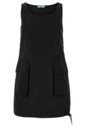 Prada Logo Plaque Sleeveless Mini Dress