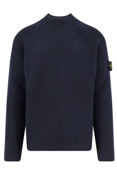 Stone Island Logo Patch Mock-Neck Jumper