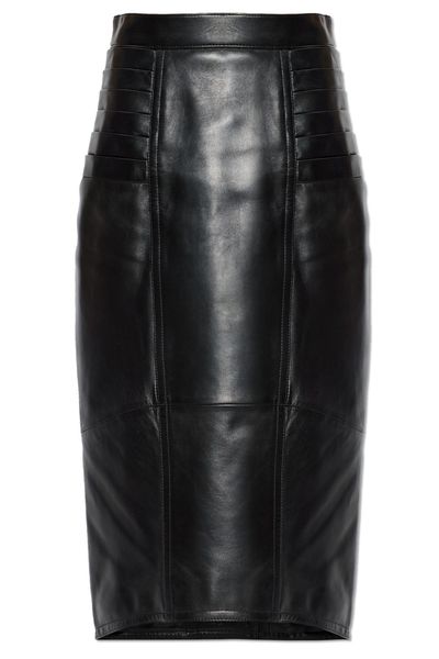 Versace Leather Midi Skirt