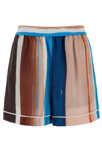 Fendi Striped Elastic-Waist Shorts