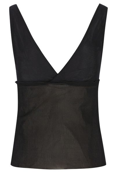 Saint Laurent Cassandre V-Neck Ribbed Tank Top