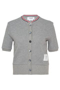 Thom Browne RWB-Stripe Waffle-Knit Crewneck Cardigan