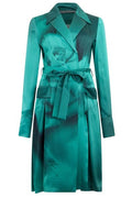 Alberta Ferretti Belted Satin Trench Coat