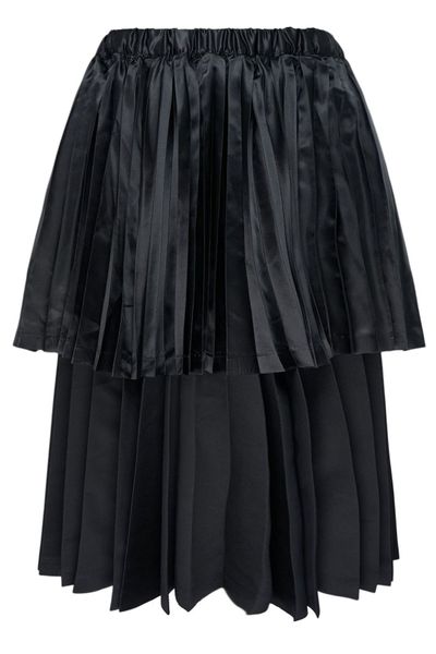 Black Comme des Garçons Layered Pleated Midi Skirt