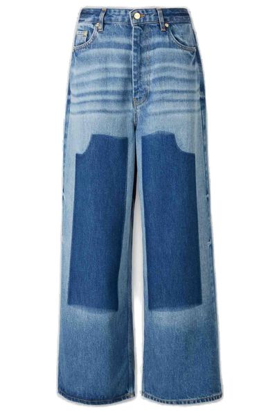 Ganni Fadded Effect Wide Leg Jeans