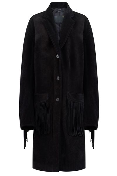 R13 Single-Breasted Fringed Coat