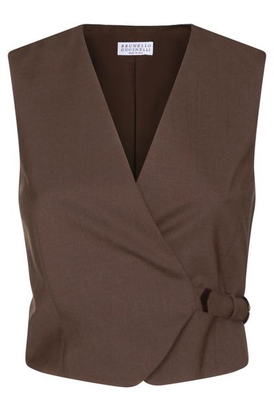 Brunello Cucinelli V-Neck D-Ring Buckled Waistcoat