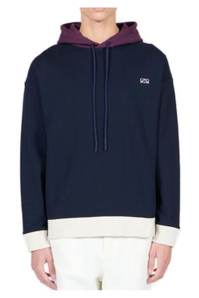 Loewe Two-Tone Anagram Embroidery Drawstring Hoodie