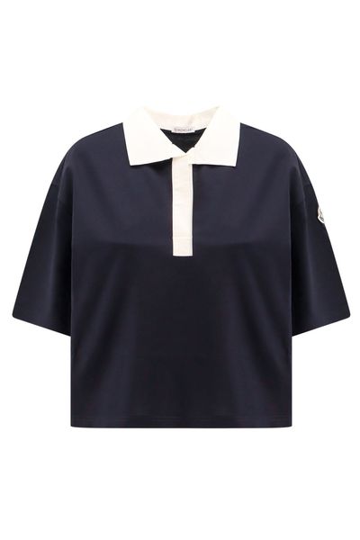 Moncler Logo Patch Cropped Polo Shirt