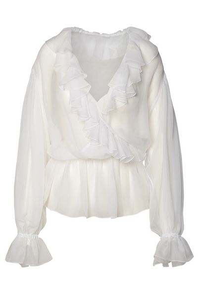 Dolce & Gabbana Ruffle Detailed Chiffon Blouse