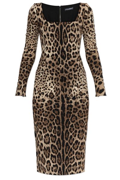 Dolce & Gabbana Leopard Printed Midi Dress