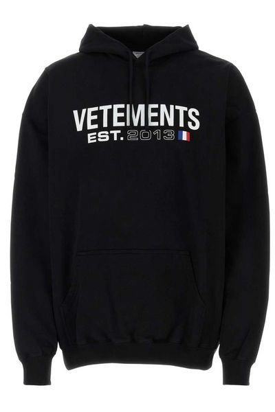 Vetements Logo Printed Drawstring Hoodie