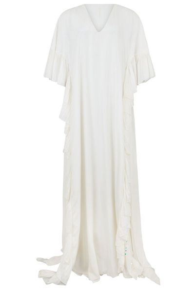 Alberta Ferretti Ruffled V-Neck Maxi Dress