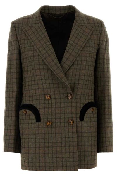 Blazé Milano Check-Pattern V-Neck Blazer
