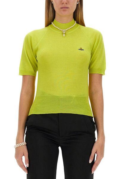 Vivienne Westwood Orb Embroidered Short-Sleeved Knitted Jumper