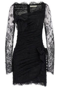 Alessandra Rich Lace Draped Mini Dress