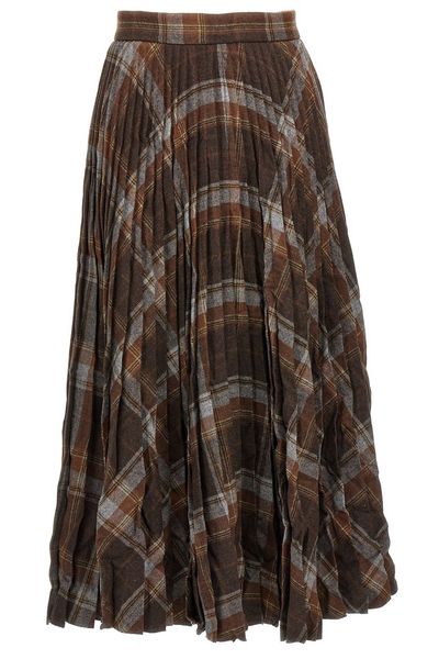 Balenciaga Checked Creased Pleated Skirt