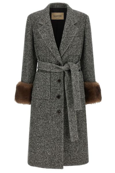 Valentino Belted Herringbone Coat