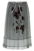 Prada Embroidered Chiffon Midi Skirt