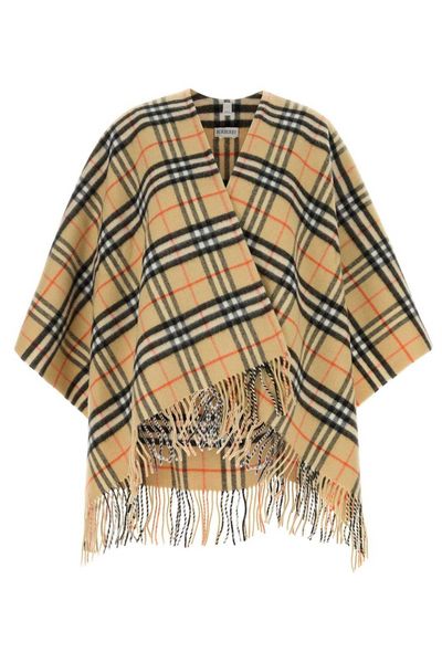 Burberry Checked Fringed-Edge Cape