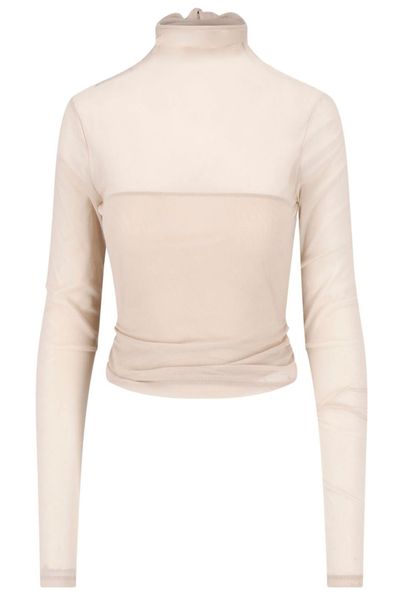 Lemaire Sheer Ruched Long-Sleeve Top