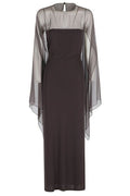 Alberta Ferretti Sheer Cape Overlay Dress
