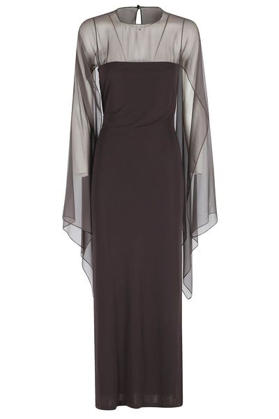 Alberta Ferretti Sheer Cape Overlay Dress
