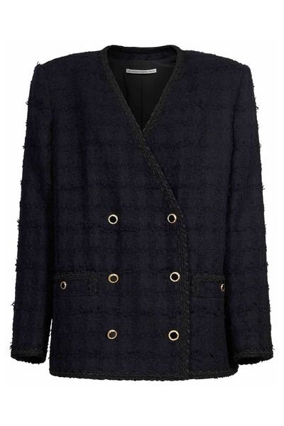 Alessandra Rich Check Tweed Bouclé Double-Breasted Jacket