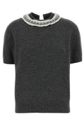 Prada Embellished Collar Short-Sleeved Knitted Jumper