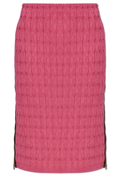 Fendi Cable-Knit Side-Zipped Midi Skirt