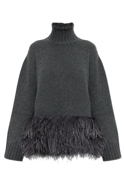 Fabiana Filippi Feather-Trim Turtleneck Knitted Sweater